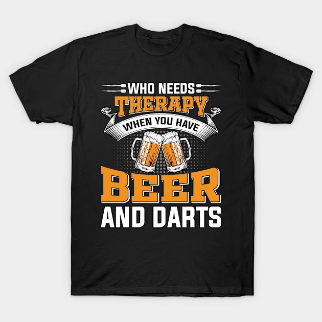 Funny Beer And Darts Player T-Shirt by Visual Vibes